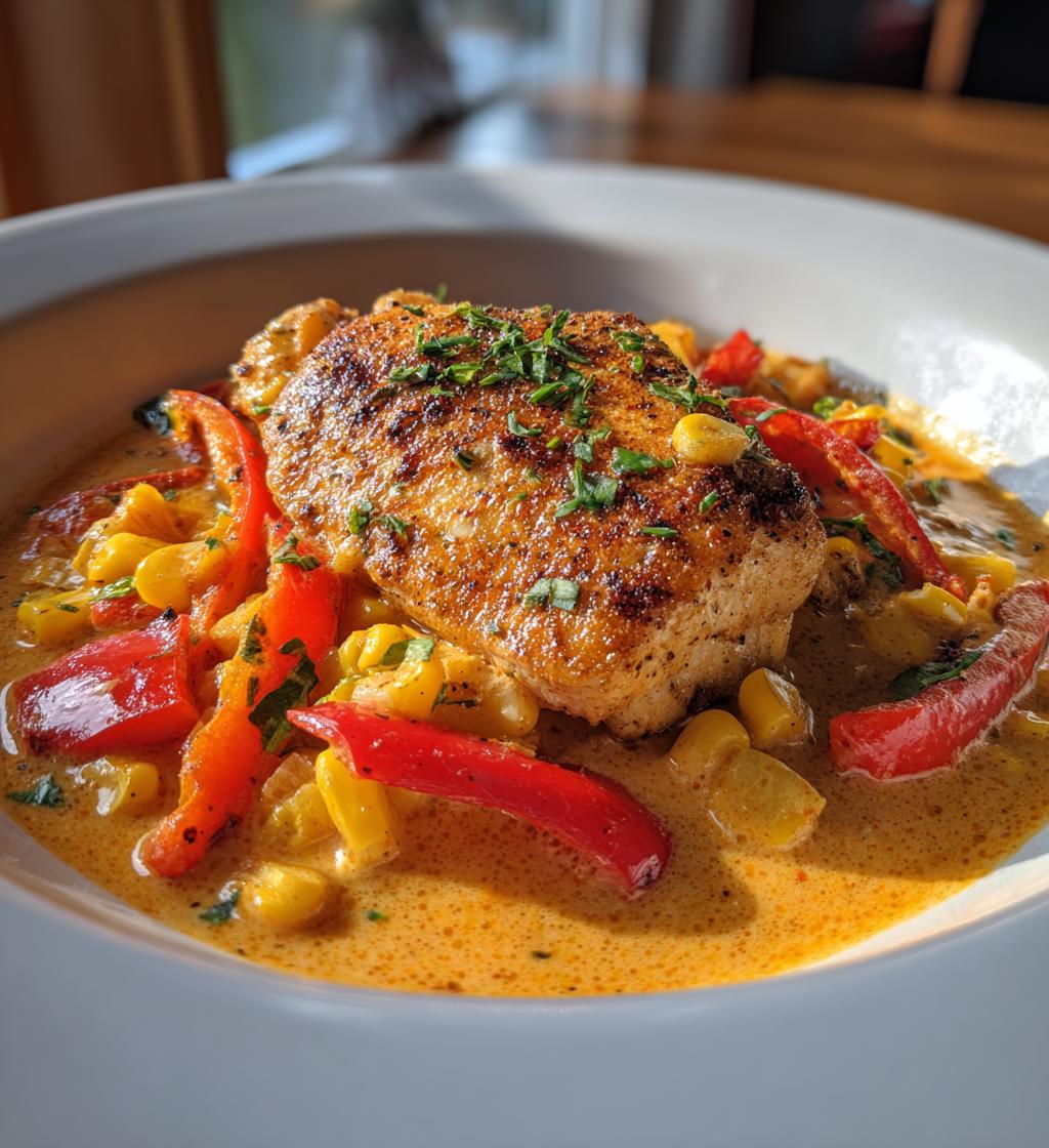 Creamy Cajun Chicken with Corn & Peppers