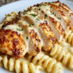 Creamy Garlic Parmesan Chicken with Cheesy Twisted Pasta