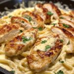 Creamy Garlic Parmesan Chicken with Cheesy Twisted Pasta
