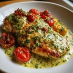 Creamy Pesto Chicken with Roasted Tomatoes Recipe (Easy & Flavorful)