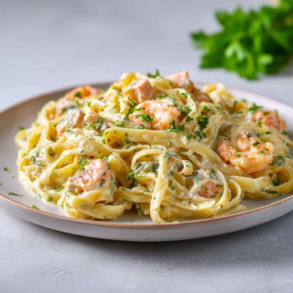 Creamy Salmon and Shrimp Alfredo - detail 1