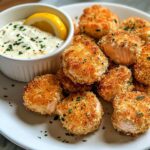 Crispy Air-Fried Salmon Bites with Lemon Garlic Dip – Quick & Healthy Snack