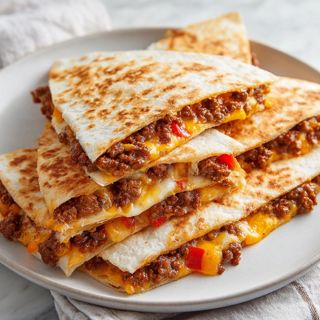 Crispy Beef Quesadillas with Cheese