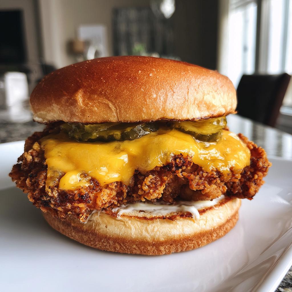 Crispy Chicken Sandwich with Cheese & Pickles