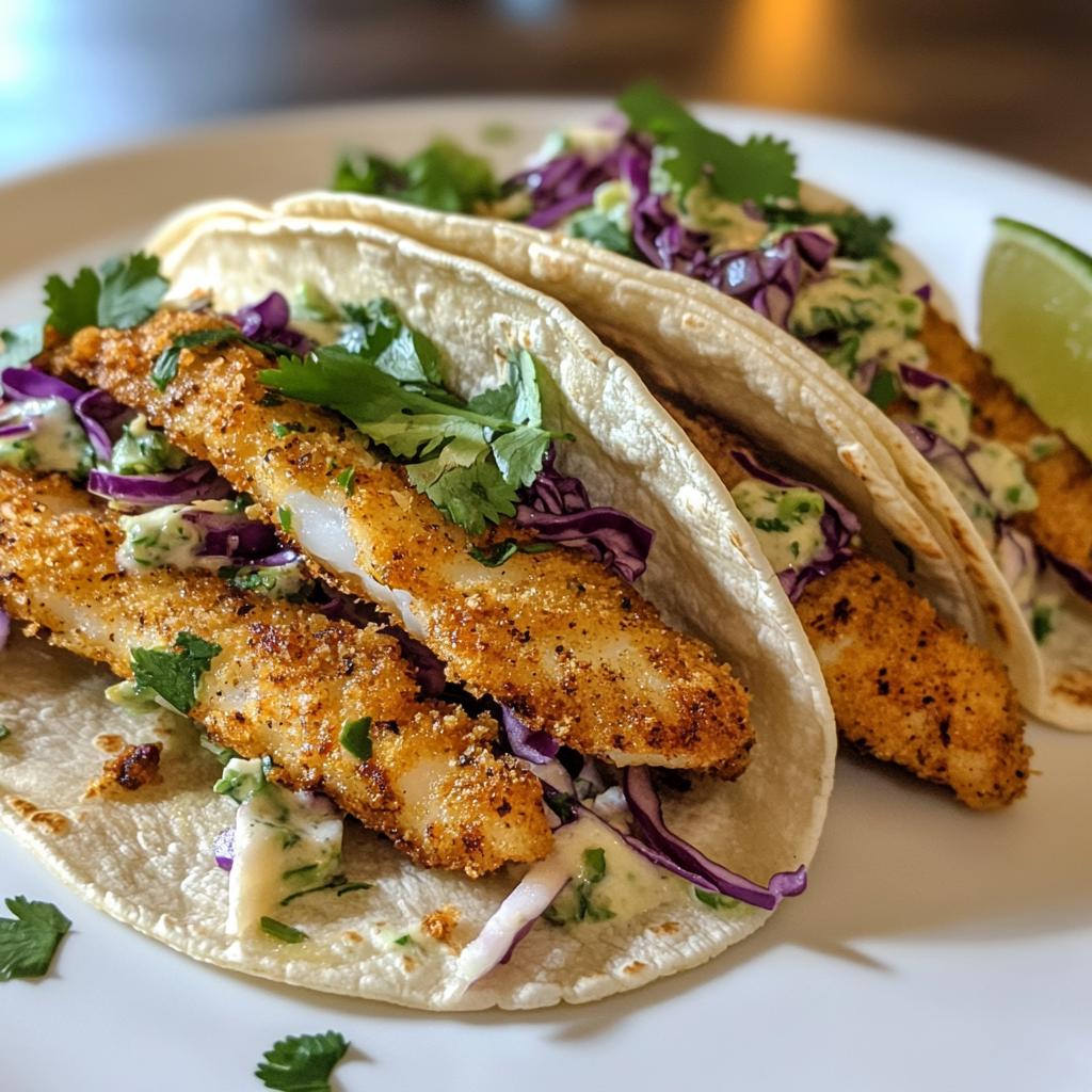 Crispy Fish Tacos with Fresh Lime Slaw