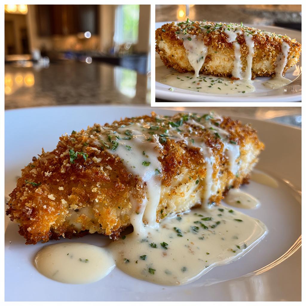 Crispy Parmesan Chicken with Garlic Cream Sauce - detail 1