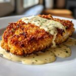 Crispy Parmesan Chicken with Garlic Cream Sauce