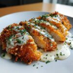 Crispy Parmesan Chicken with Rich Garlic Sauce