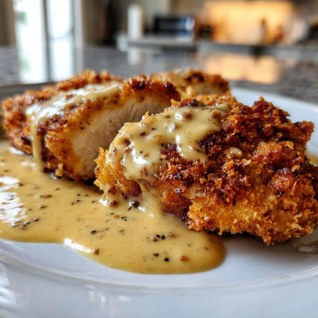Crispy chicken in a creamy Dijon mustard sauce