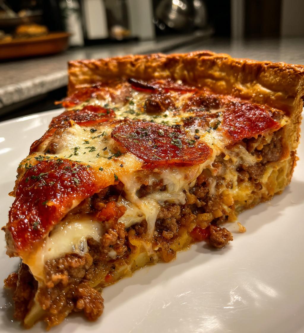 Deep Hamburger Sausage & Pepperoni Pie