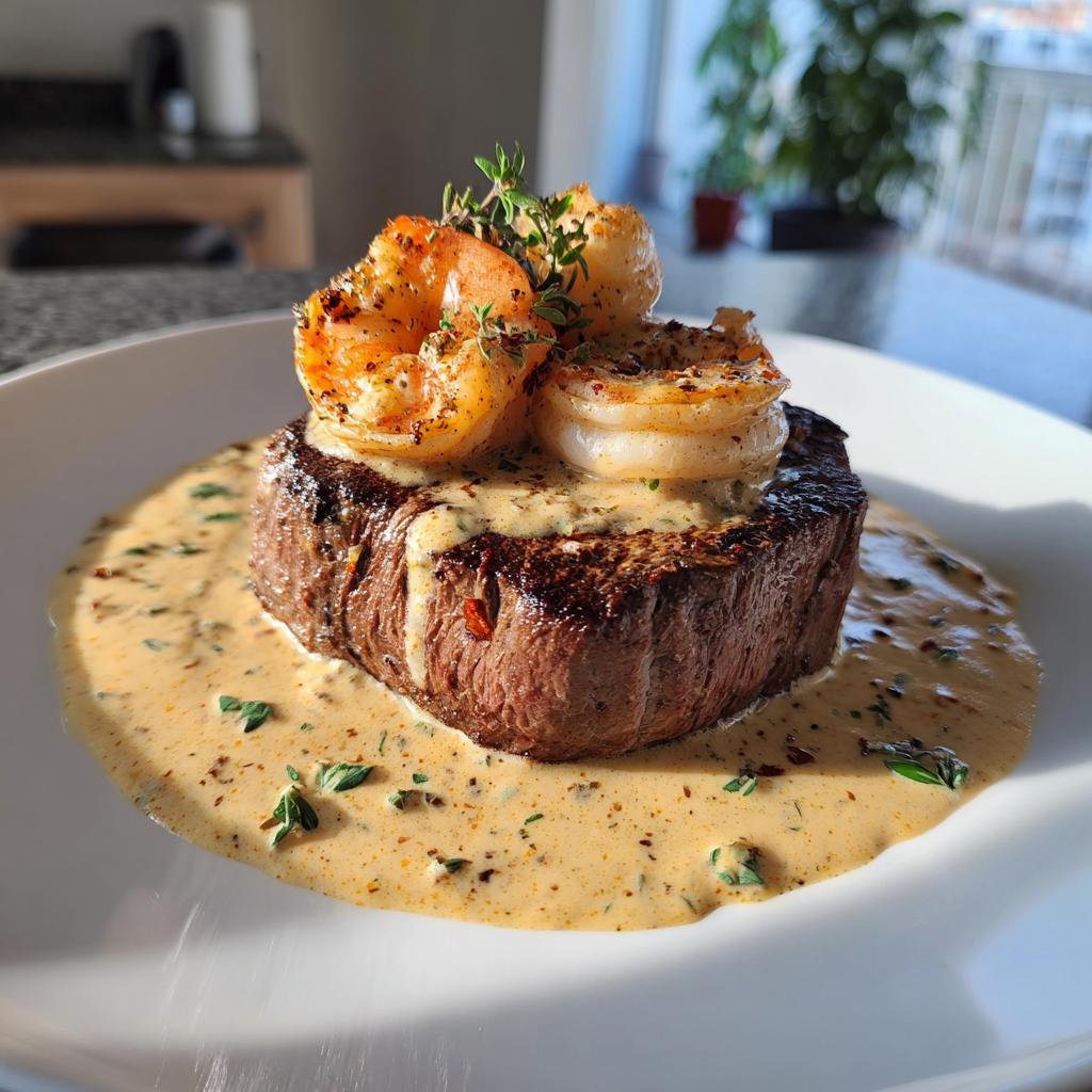Filet Mignon with Shrimp and Lobster Cream