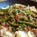 Garlic Beef Skillet with Green Beans and Rice