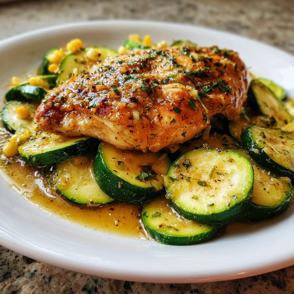 Garlic Butter Chicken with Fresh Zucchini and Sweet Corn - detail 1