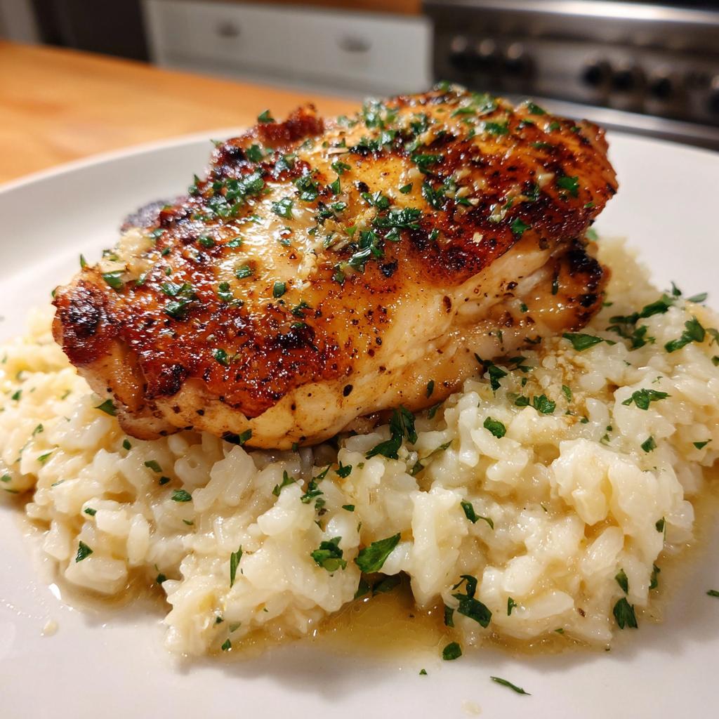 Garlic Butter Chicken with Parmesan Rice
