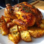 Garlic Butter Roast Chicken with Potatoes