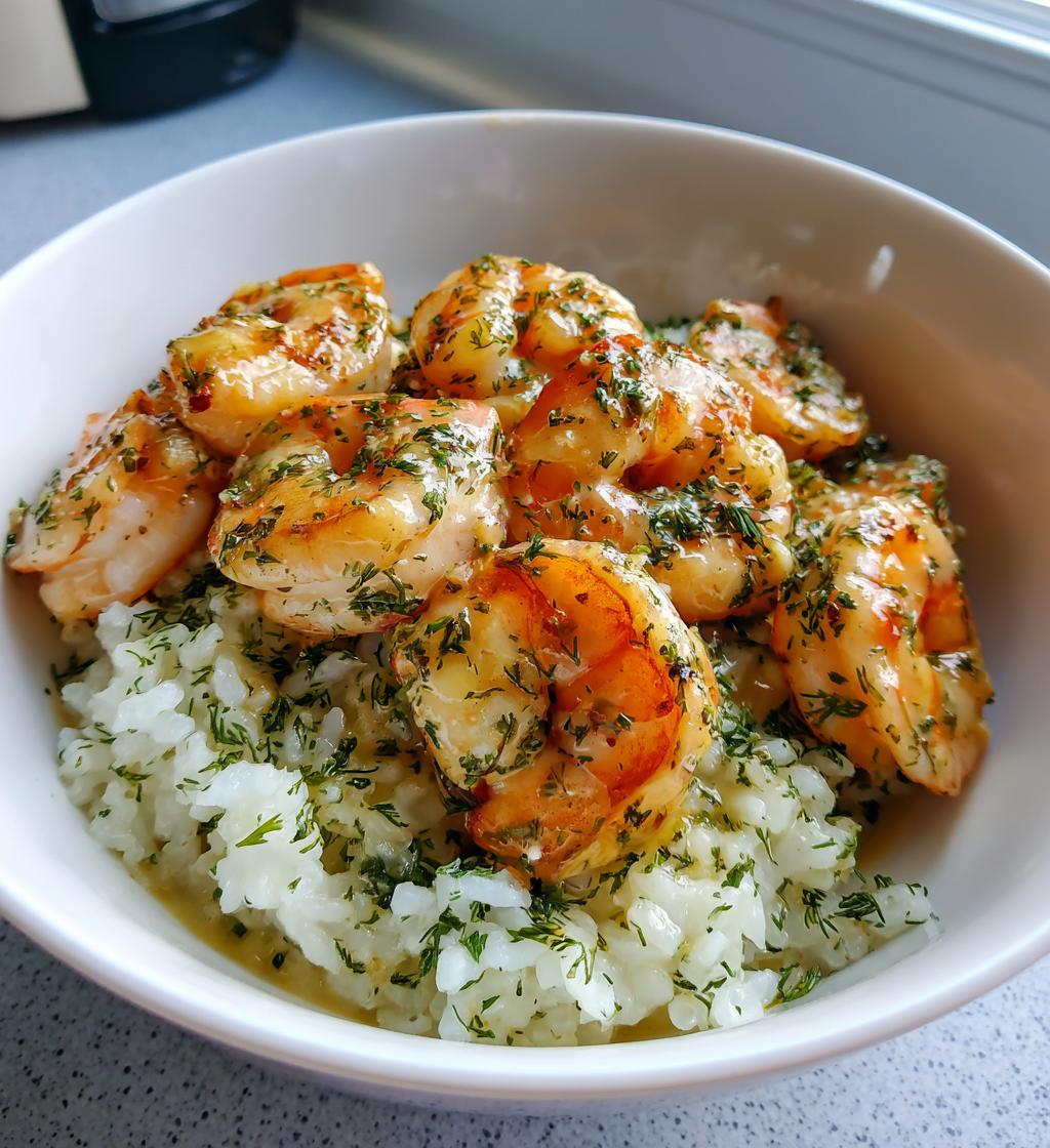 Garlic Butter Shrimp Bowl Recipe with Creamy Herb Rice
