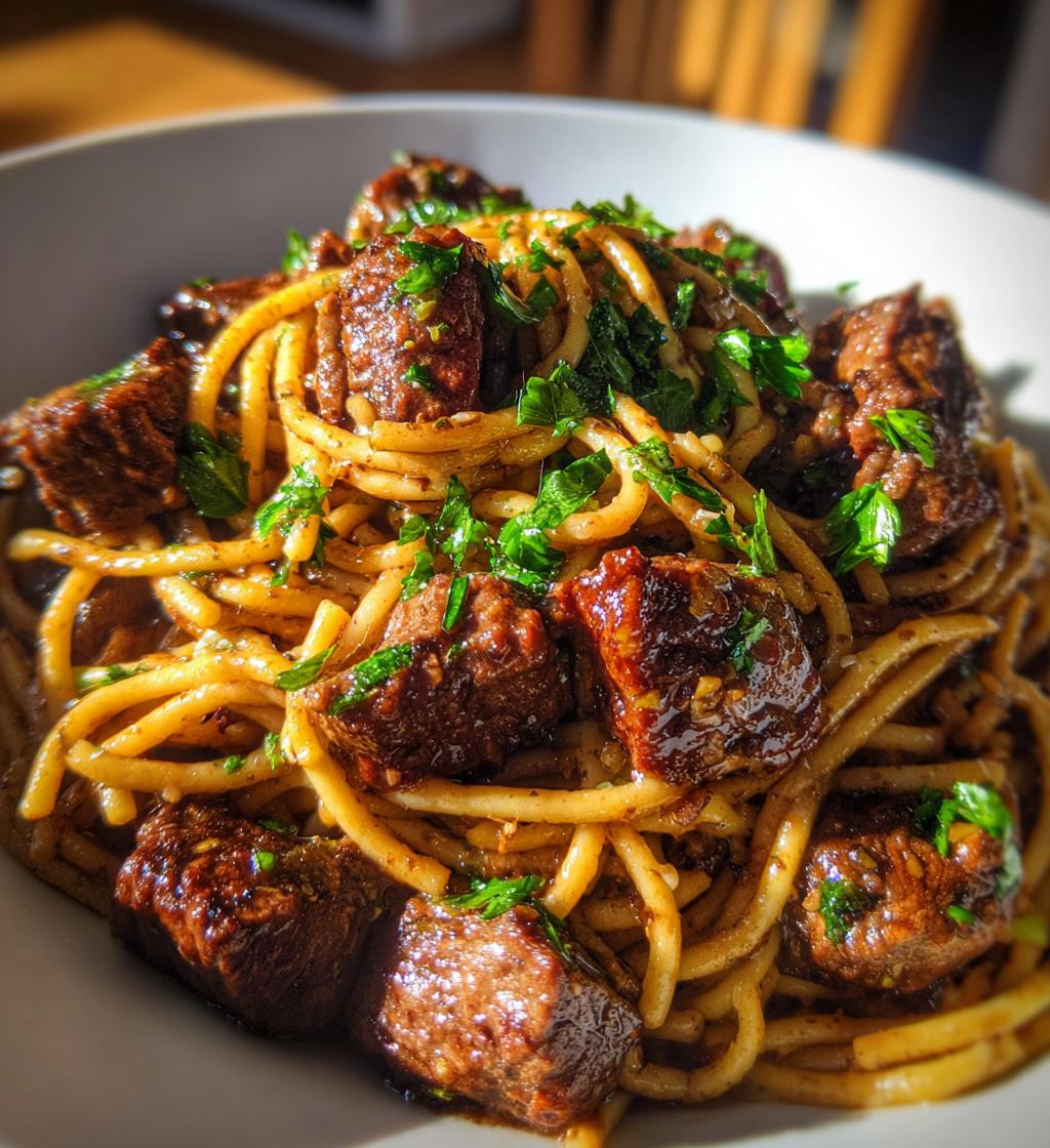 Garlic Butter Steak Bites with Chipotle Pasta