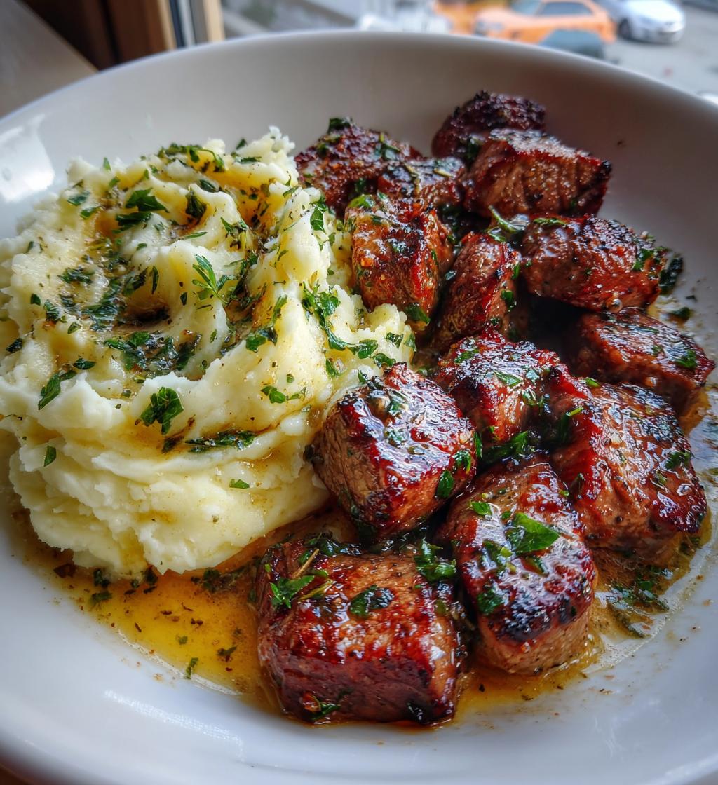 Garlic Butter Steak Bites with Mashed Potatoes - detail 1