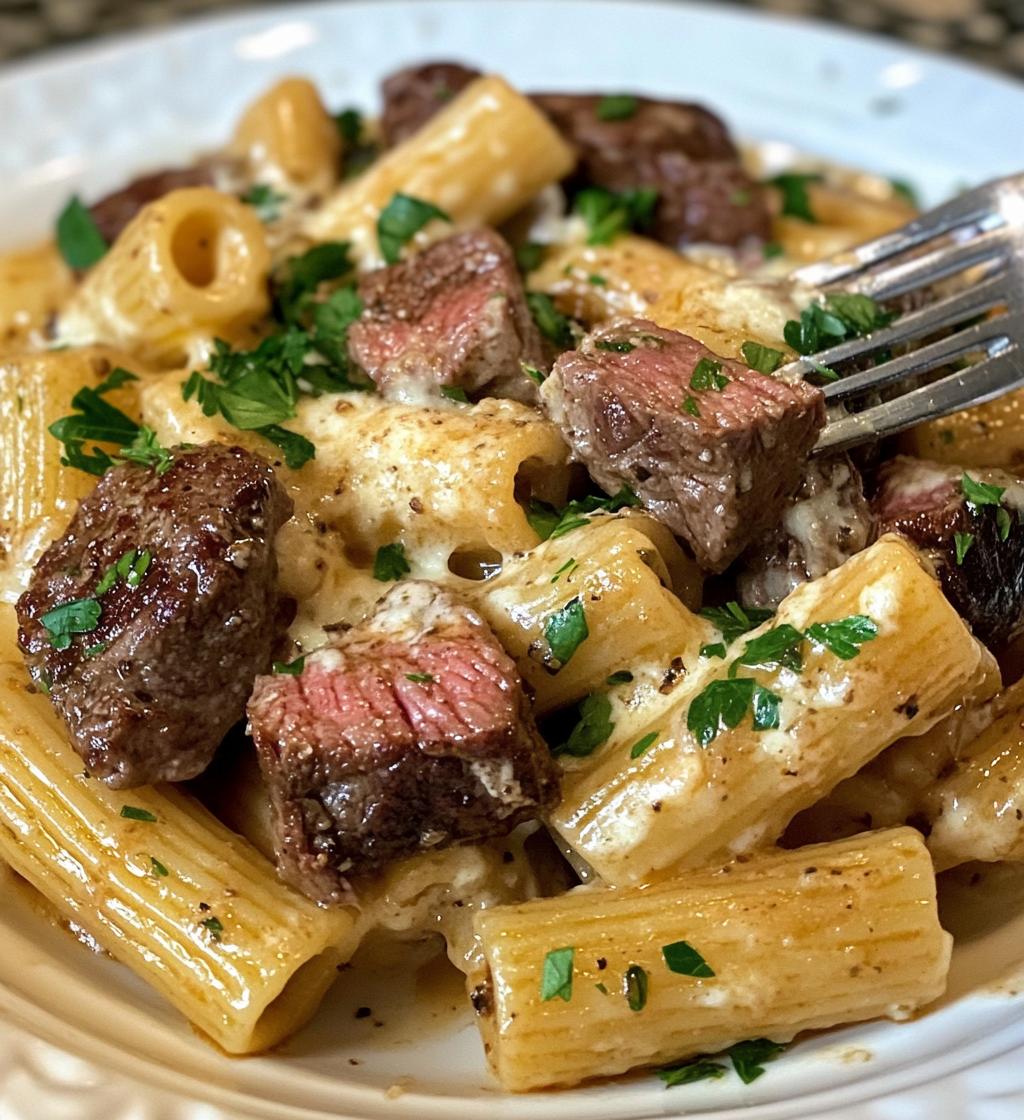 Garlic Butter Steak Tips with Cheesy Rigatoni - detail 1