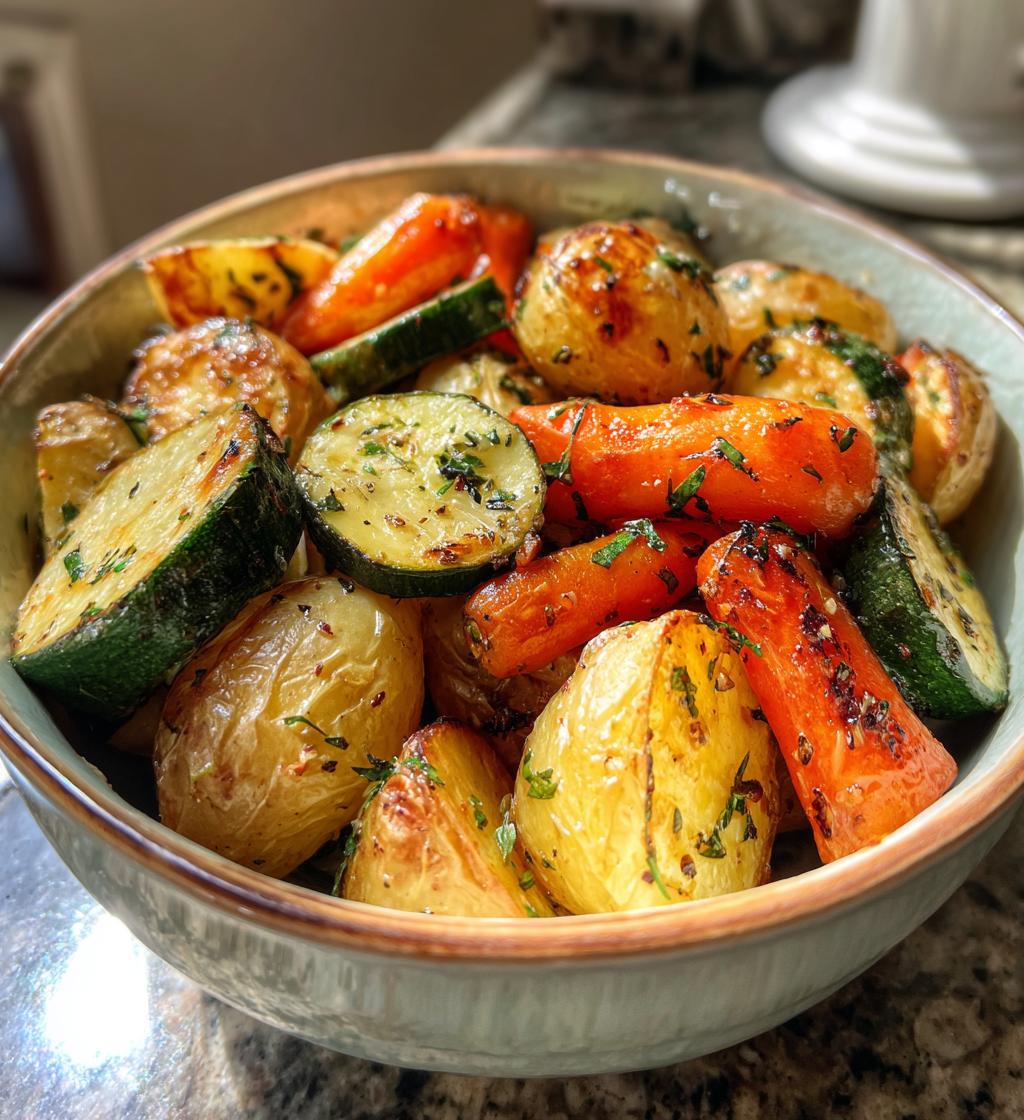 Garlic Herb Roasted Potatoes Carrots and Zucchini Recipe - detail 1