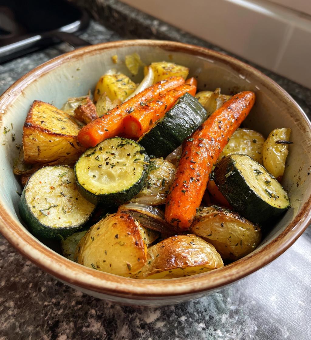 Garlic Herb Roasted Potatoes Carrots and Zucchini Recipe