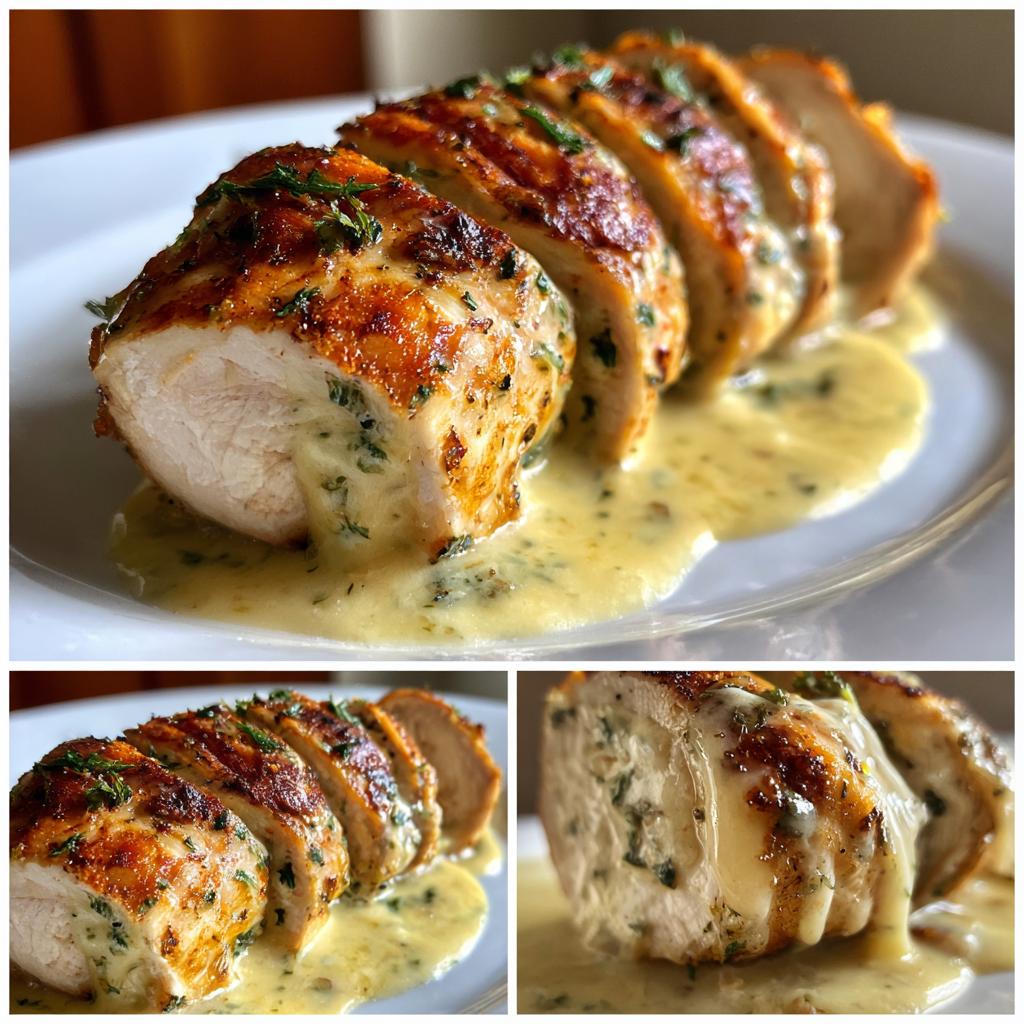 Golden Stuffed Chicken Breasts in Luxurious Garlic Parmesan Sauce - detail 1