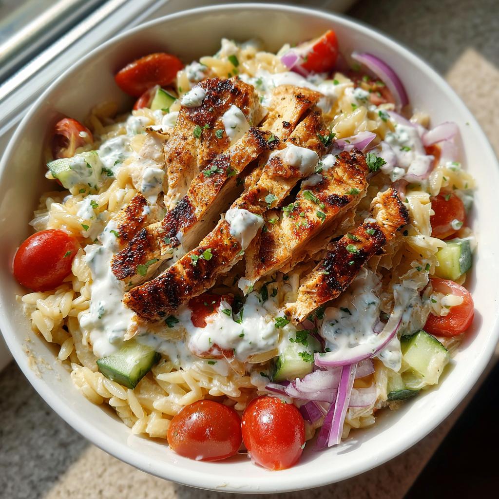 Greek Chicken Bowls with Orzo and Tzatziki - detail 1