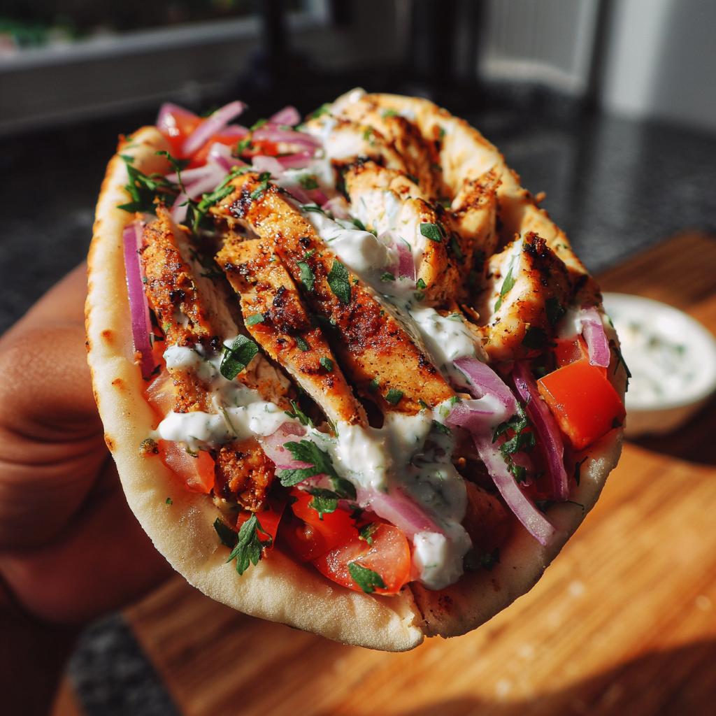 Greek Chicken Gyros with Lemon-Herb Marinade and Tzatziki