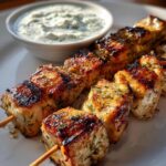 Greek Lemon Chicken Skewers with Tzatziki Sauce