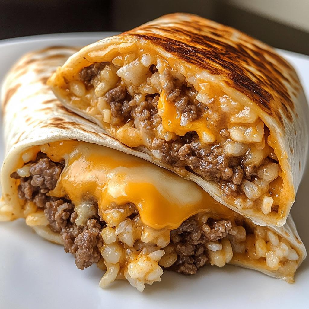 Grilled Cheeseburger Burritos with Rice and Cheese - detail 1