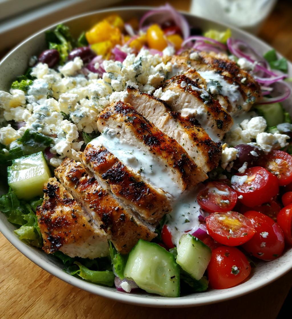 Grilled Chicken Greek Salad with Tzatziki