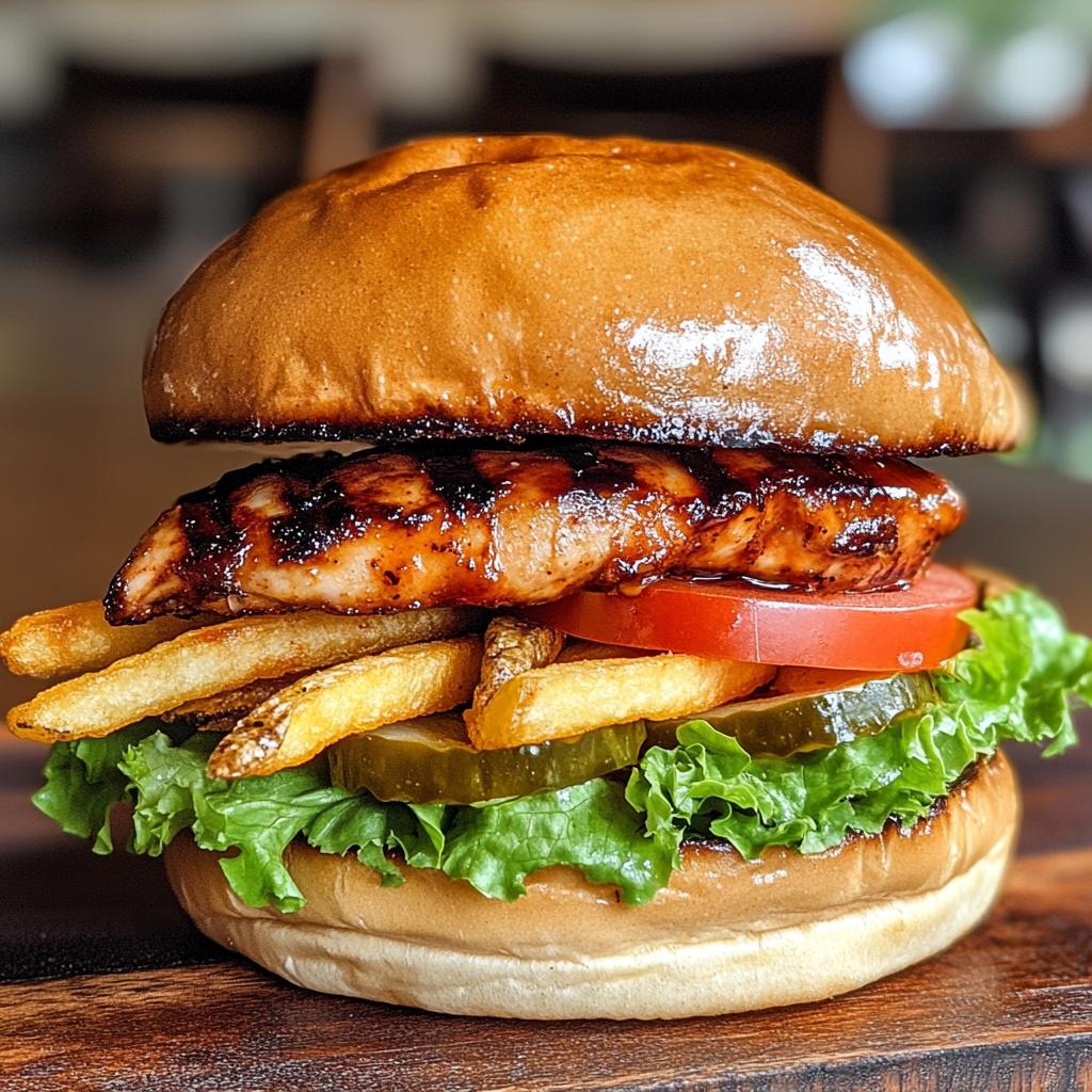 Grilled Chicken Sandwich with Crispy Fries
