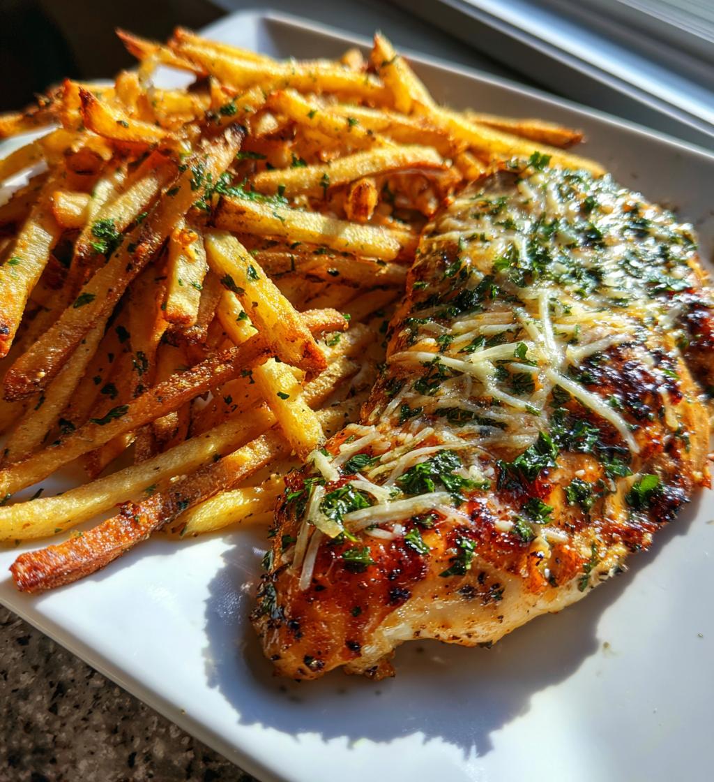 Grilled Garlic Parmesan Chicken with Crispy Fries