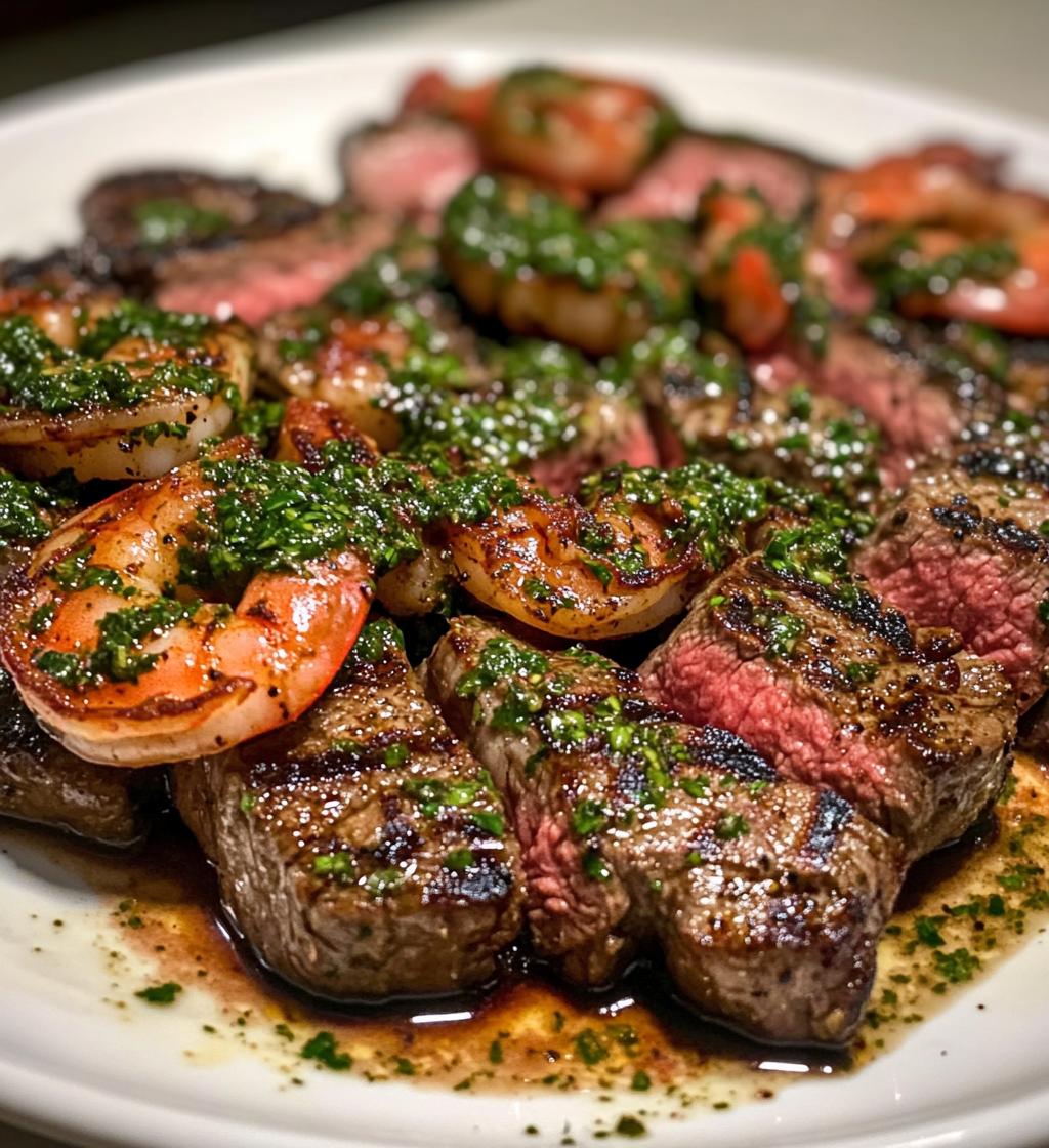 Grilled Shrimp and Steak with Chimichurri Sauce