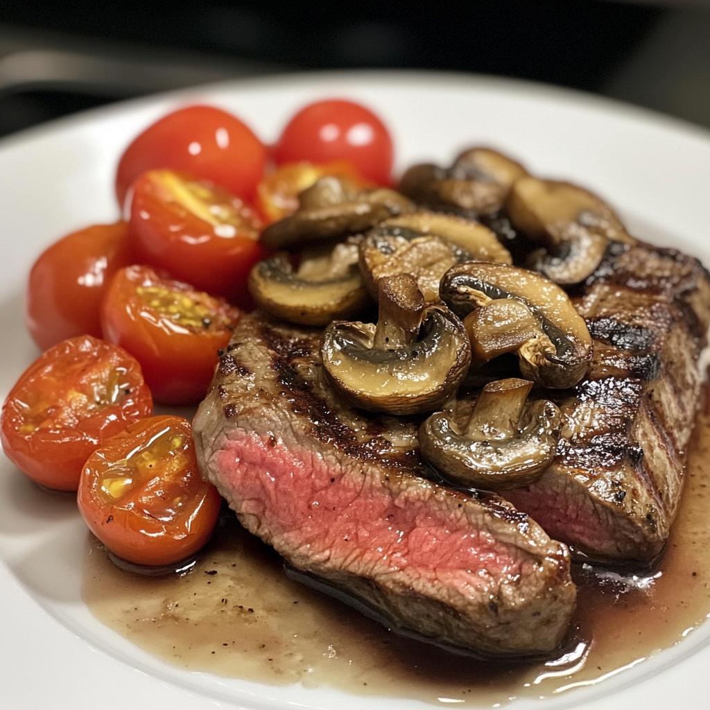 Grilled Steak with Sautéed Mushrooms and Tomatoes - detail 1