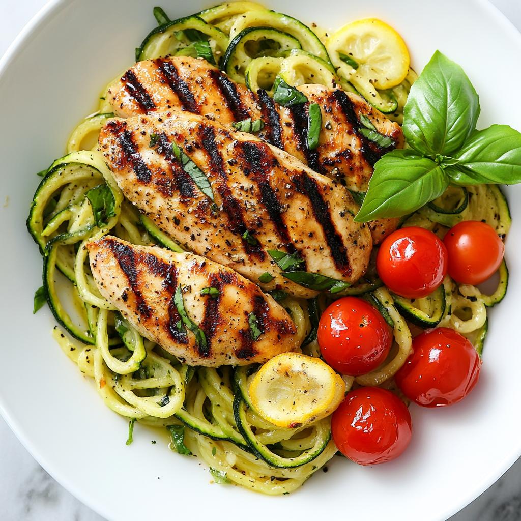 Grilled Zucchini Pasta with Lemon Chicken - detail 1