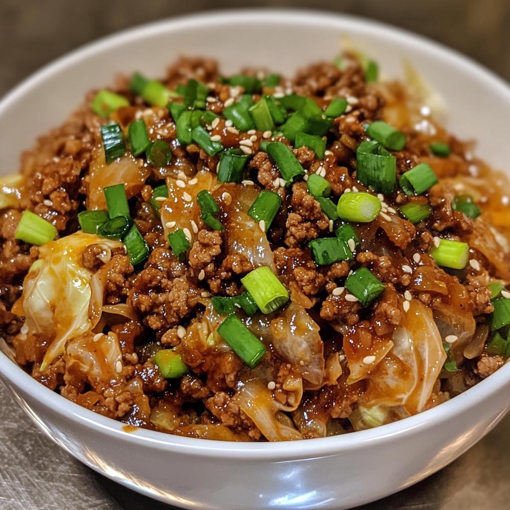 Healthy Chinese Ground Beef & Cabbage Stir Fry