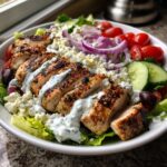 Here is the recipe for the Greek chicken salad with tzatziki!