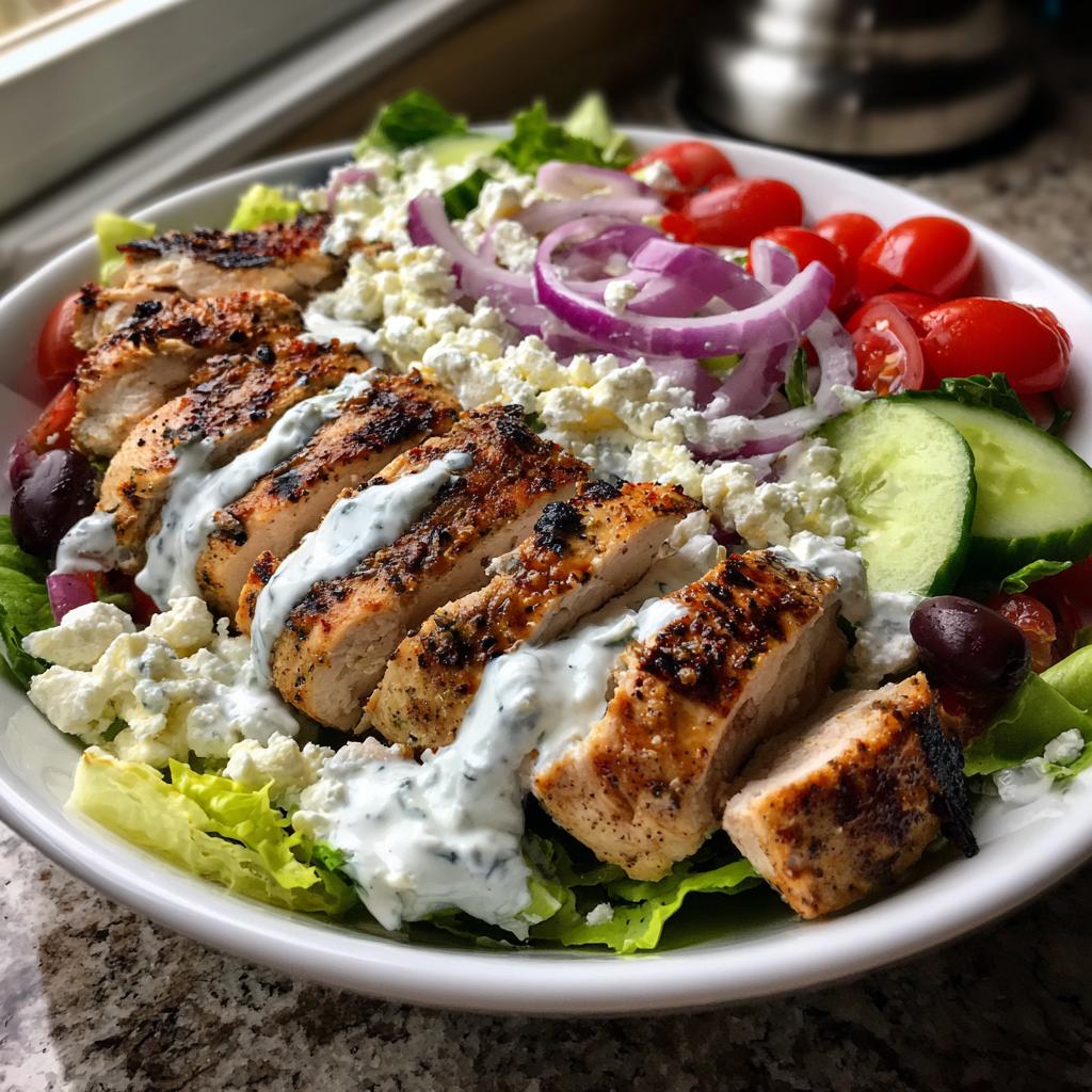 Here is the recipe for the Greek chicken salad with tzatziki!