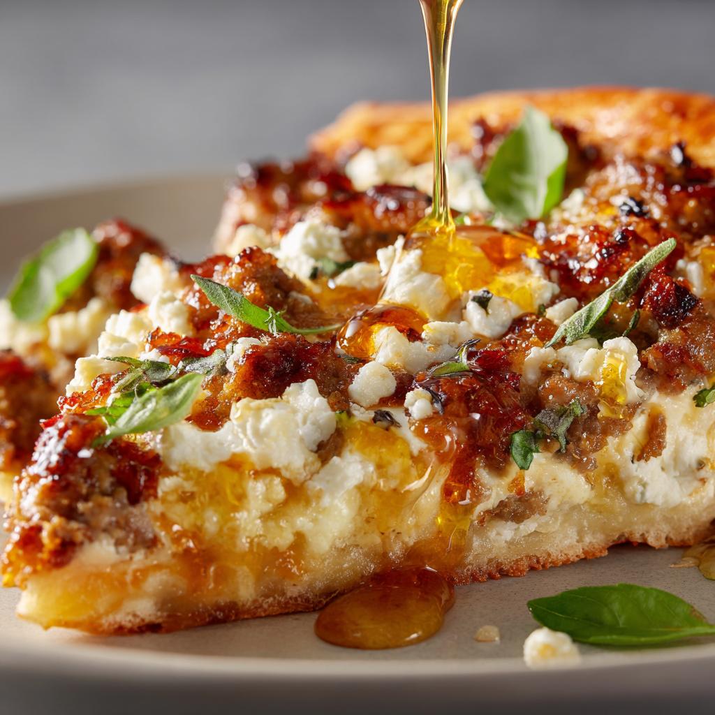 Hot Sausage Feta Honey Pizza - detail 1