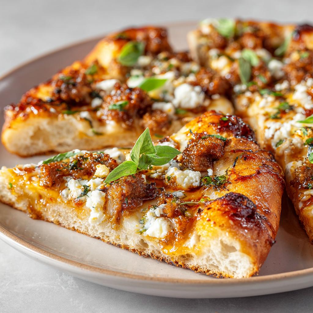 Hot Sausage Feta Honey Pizza