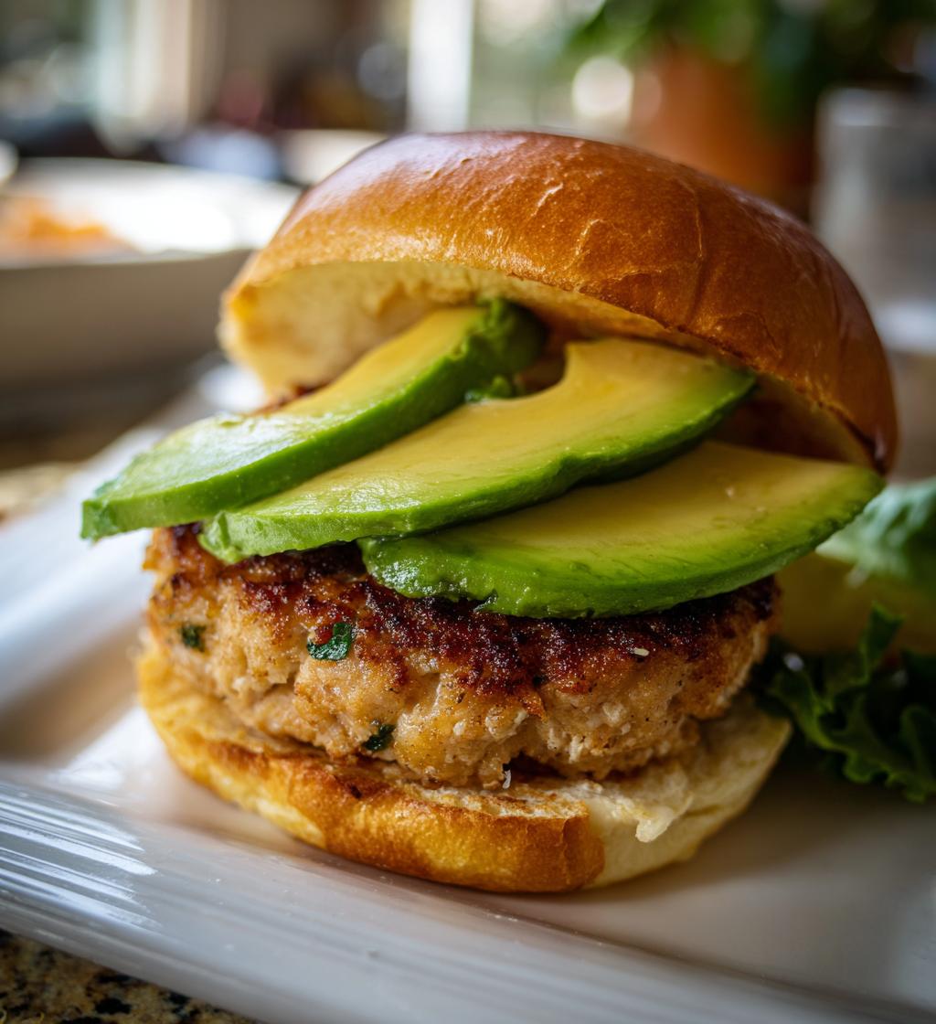 Juicy Chicken Burgers with Avocado