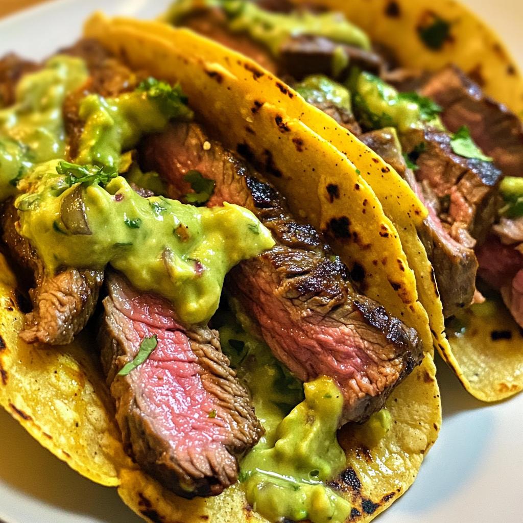 Juicy Grilled Steak Tacos with Avocado Lime Sauce – Quick Dinner Recipe