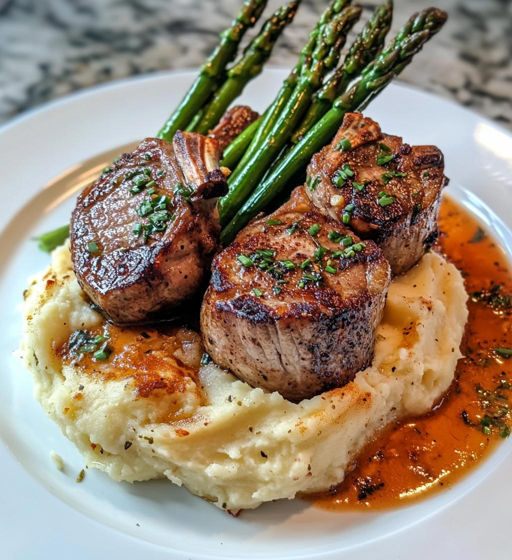 Lamb Chops on Lobster Mash with Asparagus - detail 1