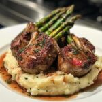 Lamb Chops on Lobster Mash with Asparagus