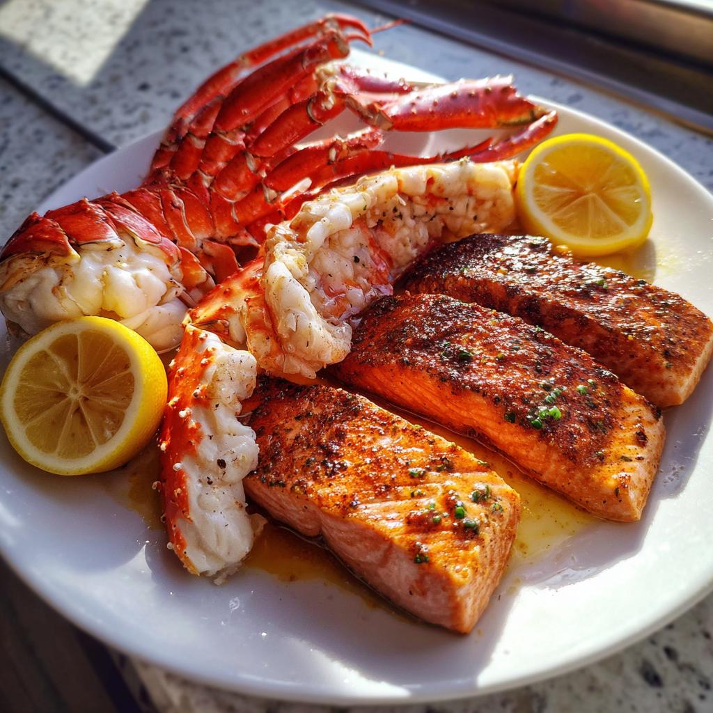 Lobster, Crab, and Cajun Salmon - detail 1