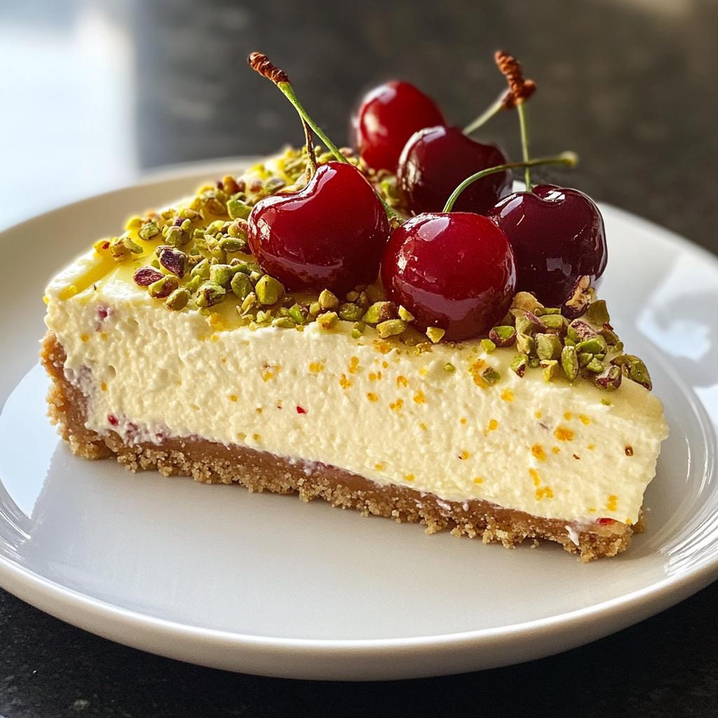 Luscious Lemon-Lime Cherry Pistachio Cheesecake