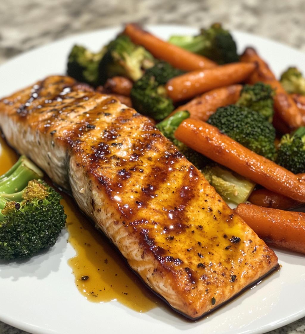 Maple Mustard Glazed Salmon with Roasted Veggies