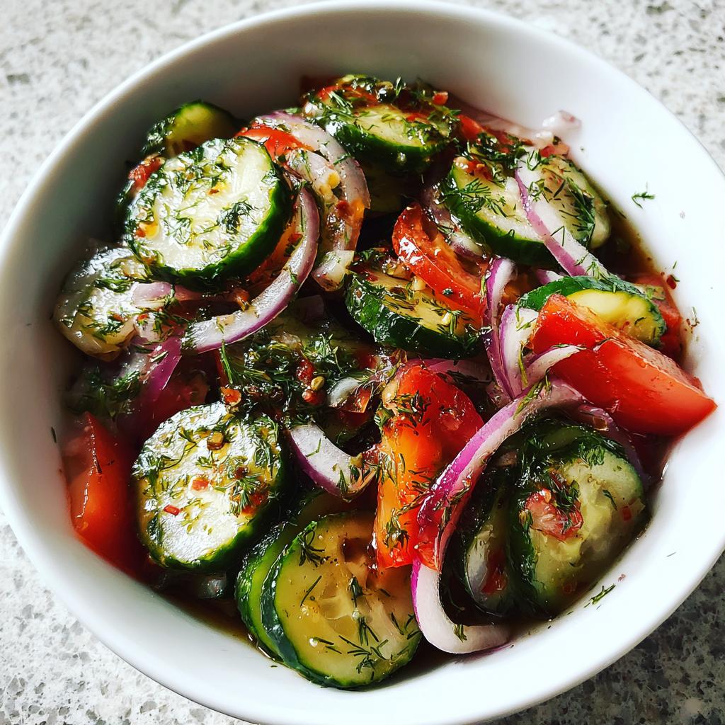 Marinated Cucumbers, Onions, and Tomatoes