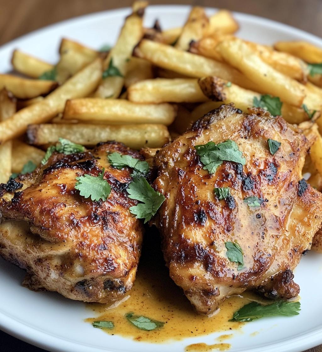 Masala Chicken with Garlic Sauce and Crispy Fries